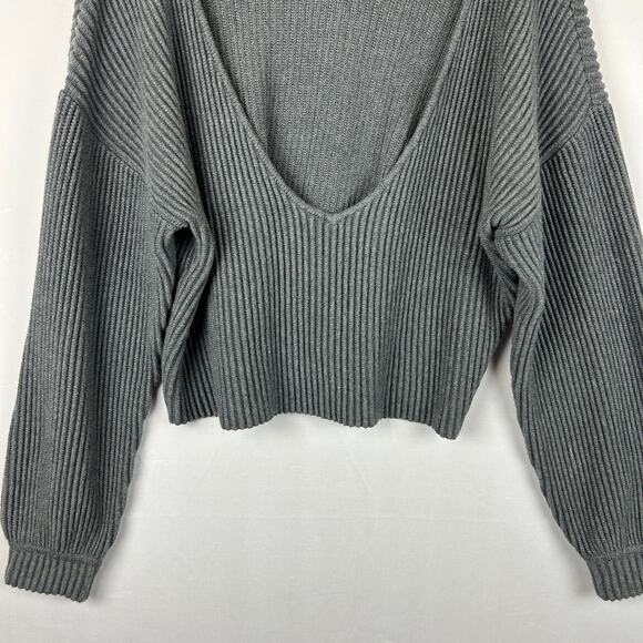 Lunya Ribbed Sweater Grey Heather Cozy Cotton Silk Reversible Women's Size S - Picture 3 of 9